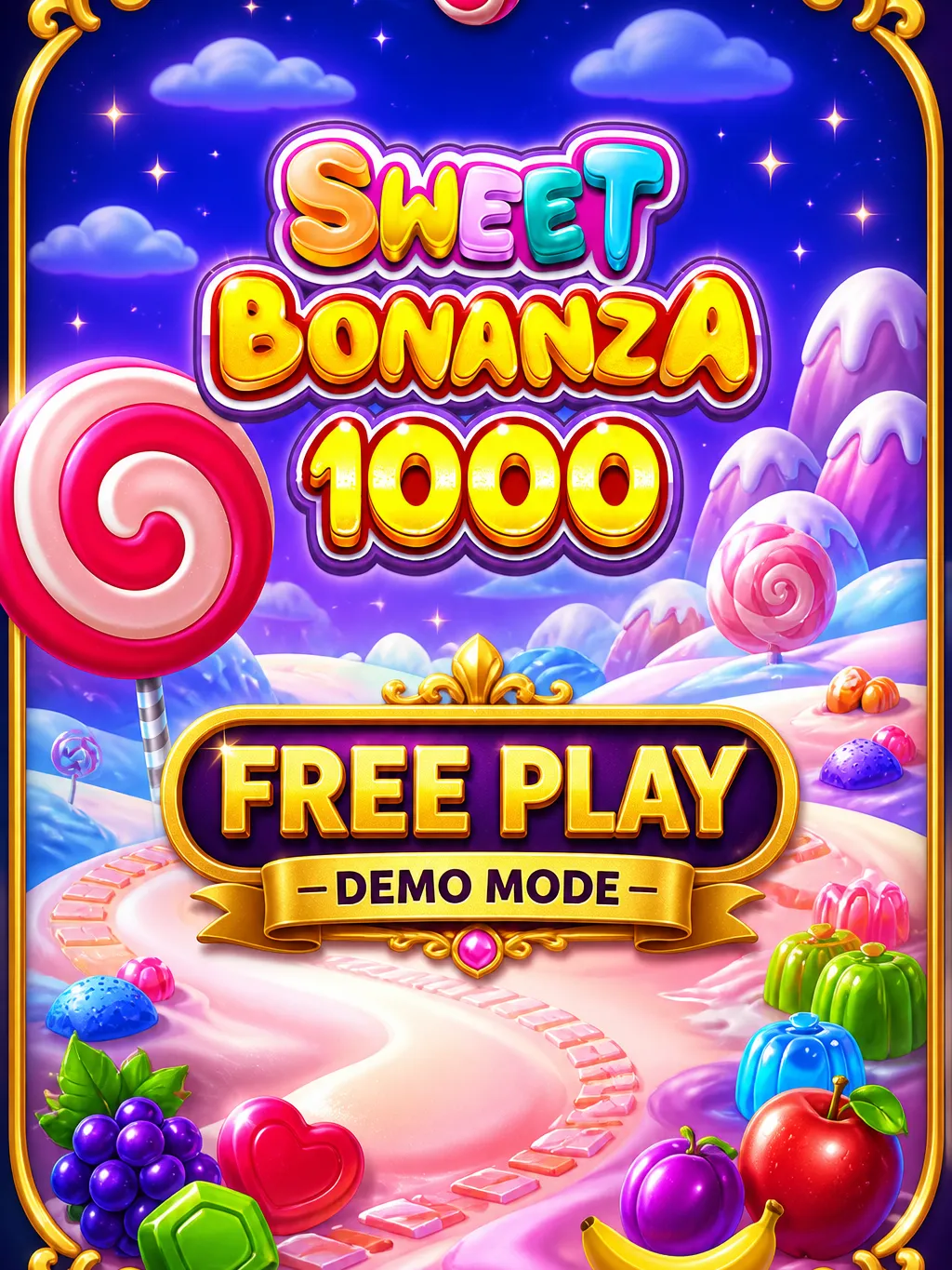 Sweet Bonanza 1000 demo screen with virtual credit balance